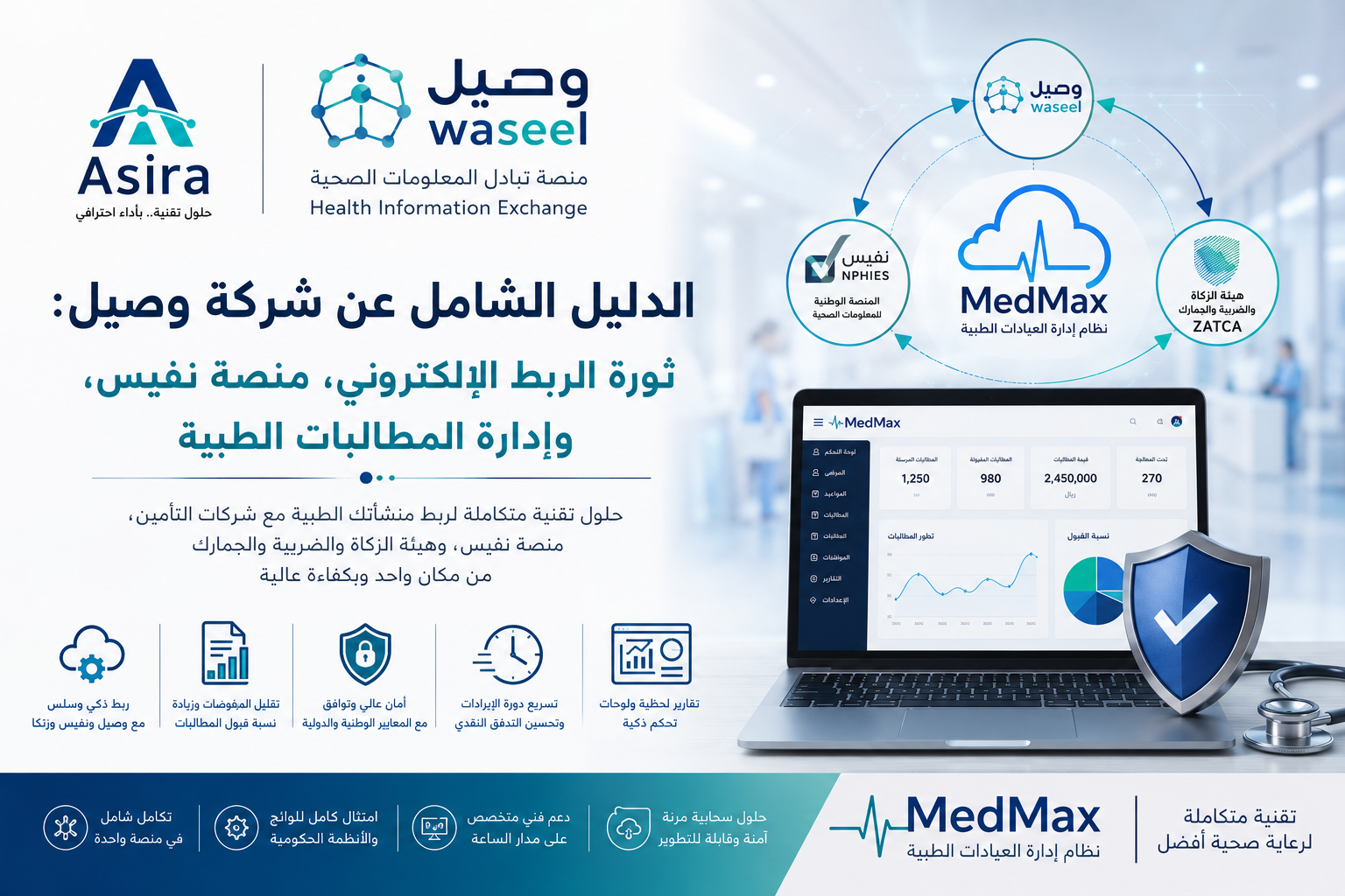شعار شركة وصيل للربط الإلكتروني الطبي وإدارة المطالبات التأمينية في السعودية